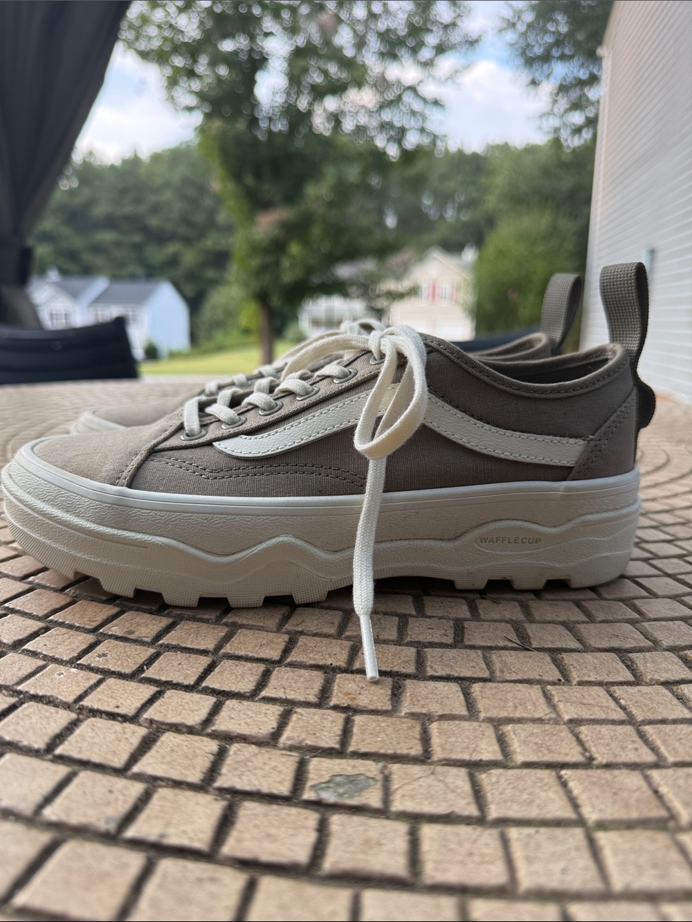 Van’s Sentry Old Skool Sneakers in Taupe with Cream Accents-w 7, m 5.5